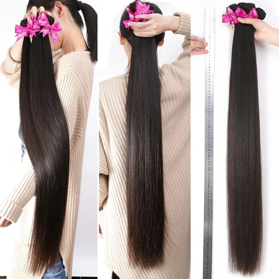 Straight Bundles 100% Human Hair 1/2/3 Raw Hair Bundles Deal Brazilian Hair Remy Extension Double Weft Hair Weaving For Women