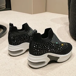 High Quality Shoes Air Cushion lightweight Breathable Sneakers For Women Fashion Rhinestone Platform Slip-on Shoes zapatillas