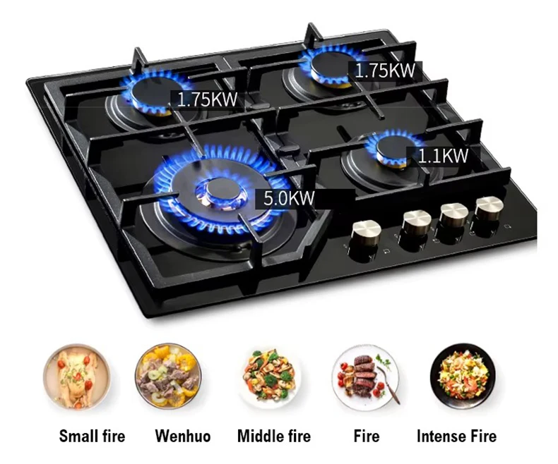 

New Style Stainless Steel 4 Burner Household Gas Stove Gas Cooktops 4 Burner Gas Stove
