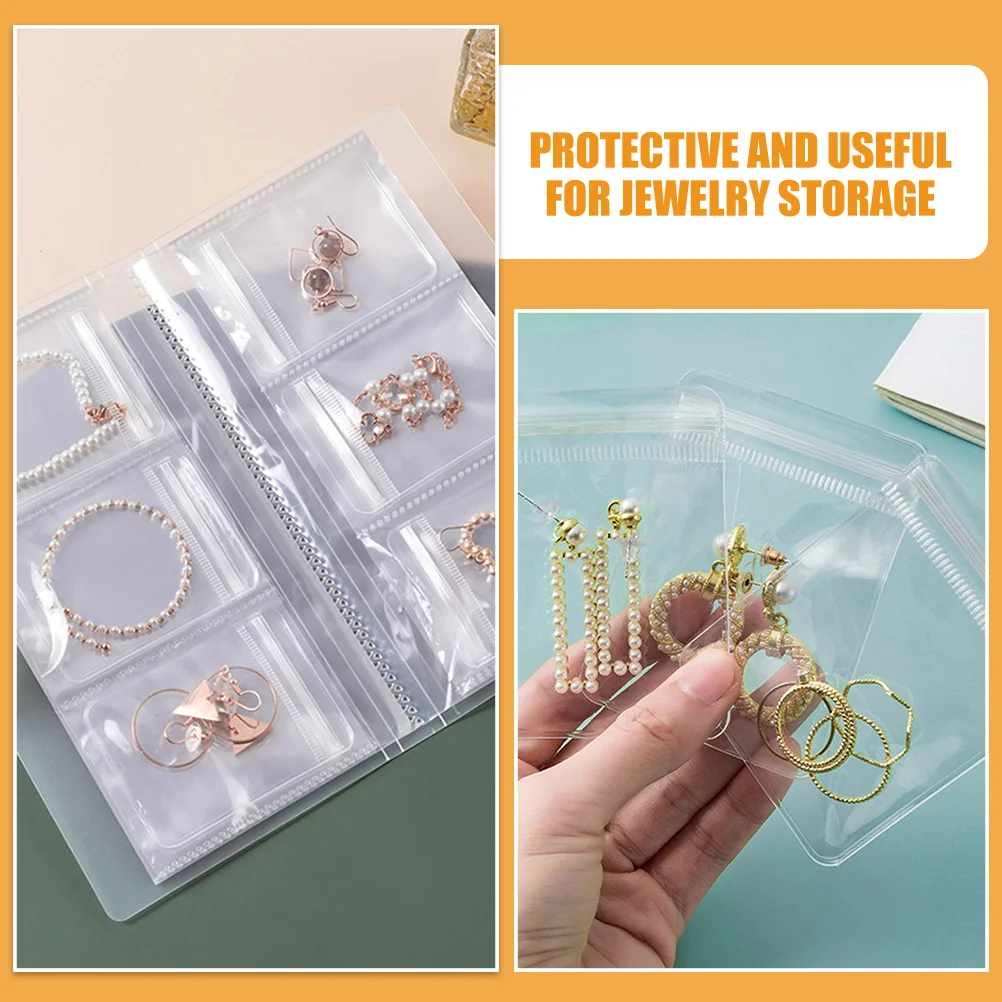 1Set Jewelry Storage Book Clear Organizer Book with 84 Pockets Small Jewelry Bags for Rings Earrings Necklaces Accessories