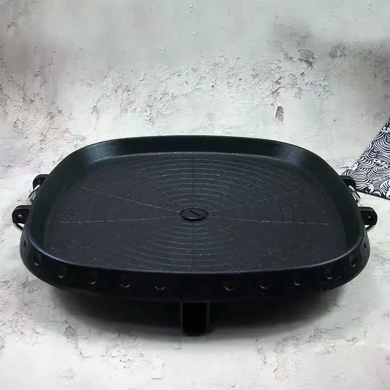 Korean cassette oven, round baking pan, non-stick coating, portable household, outdoor smokeless barbecue