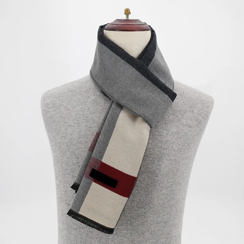 2025 Winter Men Scarf Keep Warm Scarf Casual Fashion Brand Designers Knit Neckerchief Patchwork Wool Cashmere Scarf Shawl Wrap