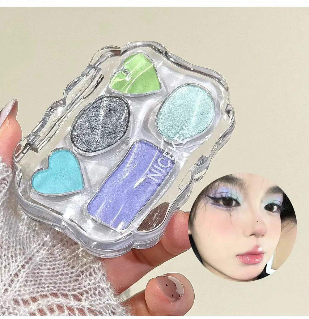 NICEKEY Farbenfrohe Lidschatten-Palette Lila Glitzer Perlmutt Matt Lidschatten Schimmerndes Make-up Langanhaltender Highlighter Augen-Kosmetik – Detail 2