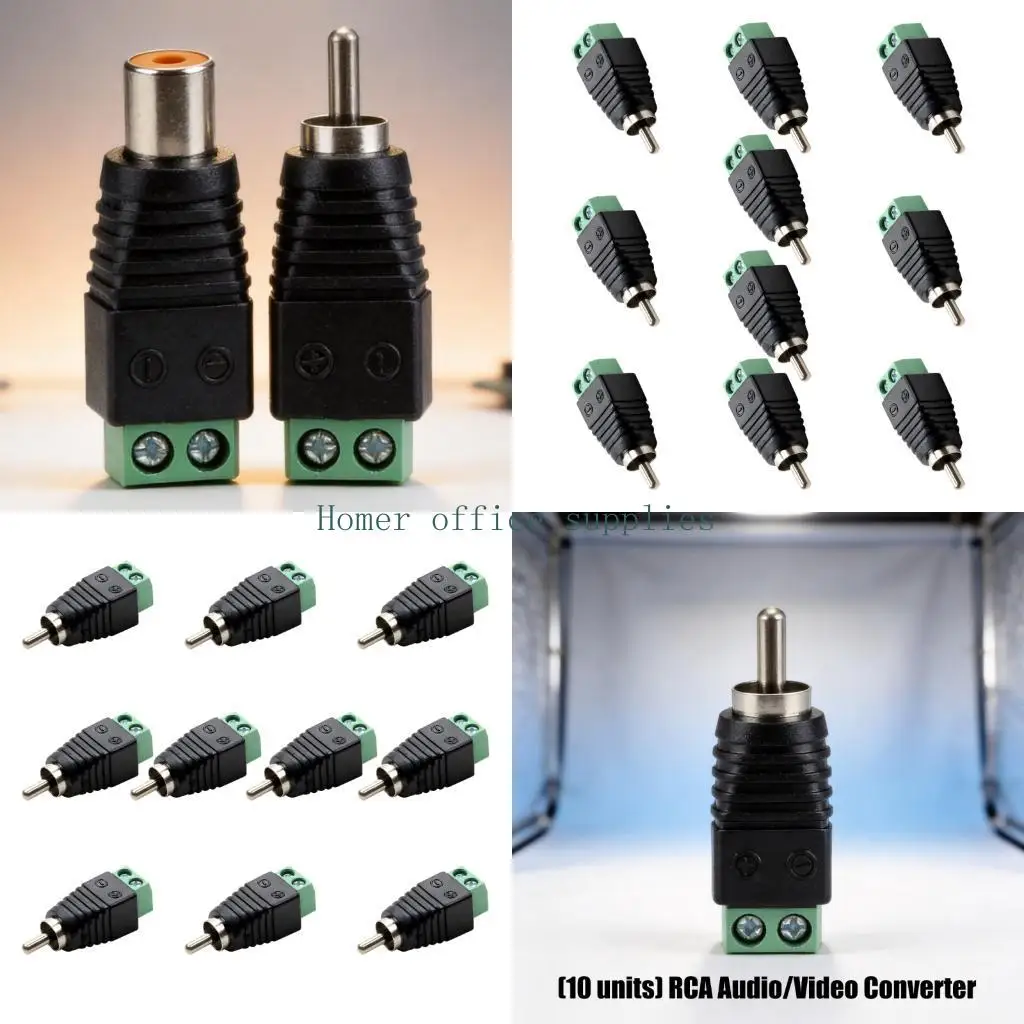 K43B Compactly Sound Video Converter Male Plug to Video Screw Terminal Plug and Play Design for Multiple Devices