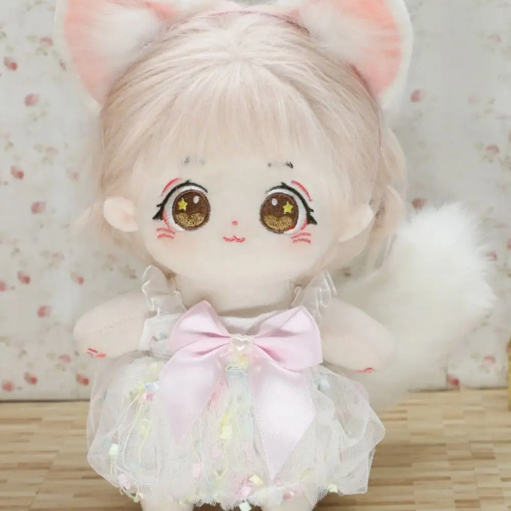 Cat Wolf Ears 20cm Plush Doll Headwear Ear Tails Black White Idol Doll Headwear Cat Ear Cute Soft Headwear for Cotton Doll