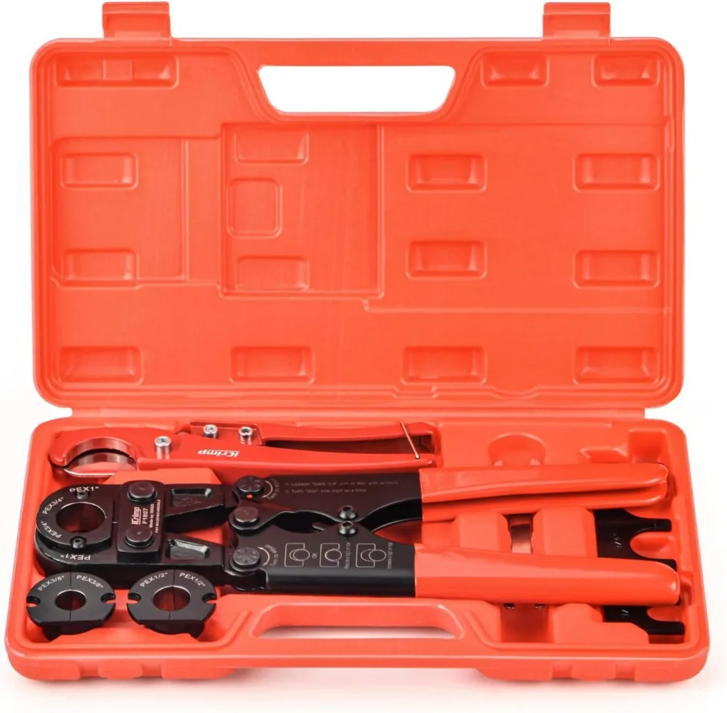 Crimping Tool kit for 3/8,1/2,3/4,1-inch Copper Ring with Free Gauge&Pex Pipe Cutter -Meet ASTM F1807 and Portable