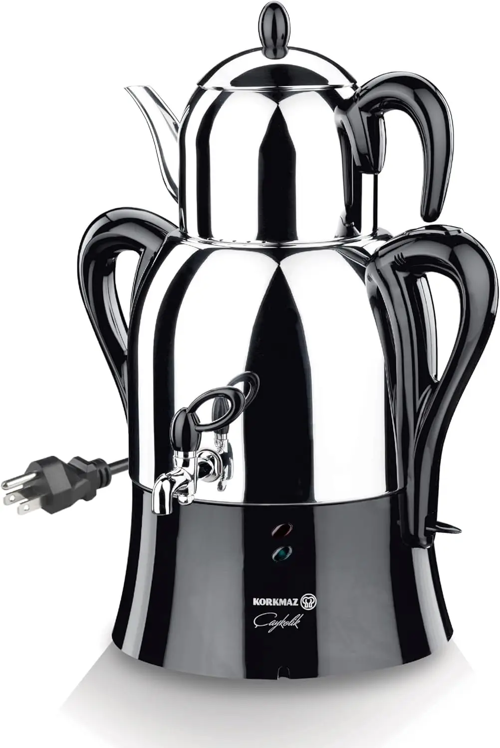 Tetera turca Samovar eléctrico de acero inoxidable, ollas dobles Semaver |   37,1 + 101,4 oz |   Alta capacidad, fácil de usar para F