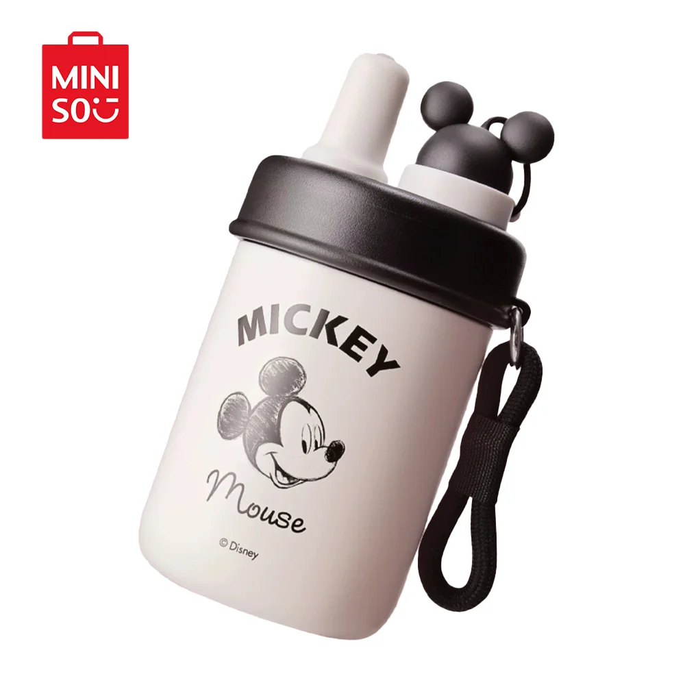 MINISO Disney Mickey Mouse Doll Straw Thermos Cup 480ML Large Capacity Outdoor Sports Student Children's Fitness Water Cup Lotso