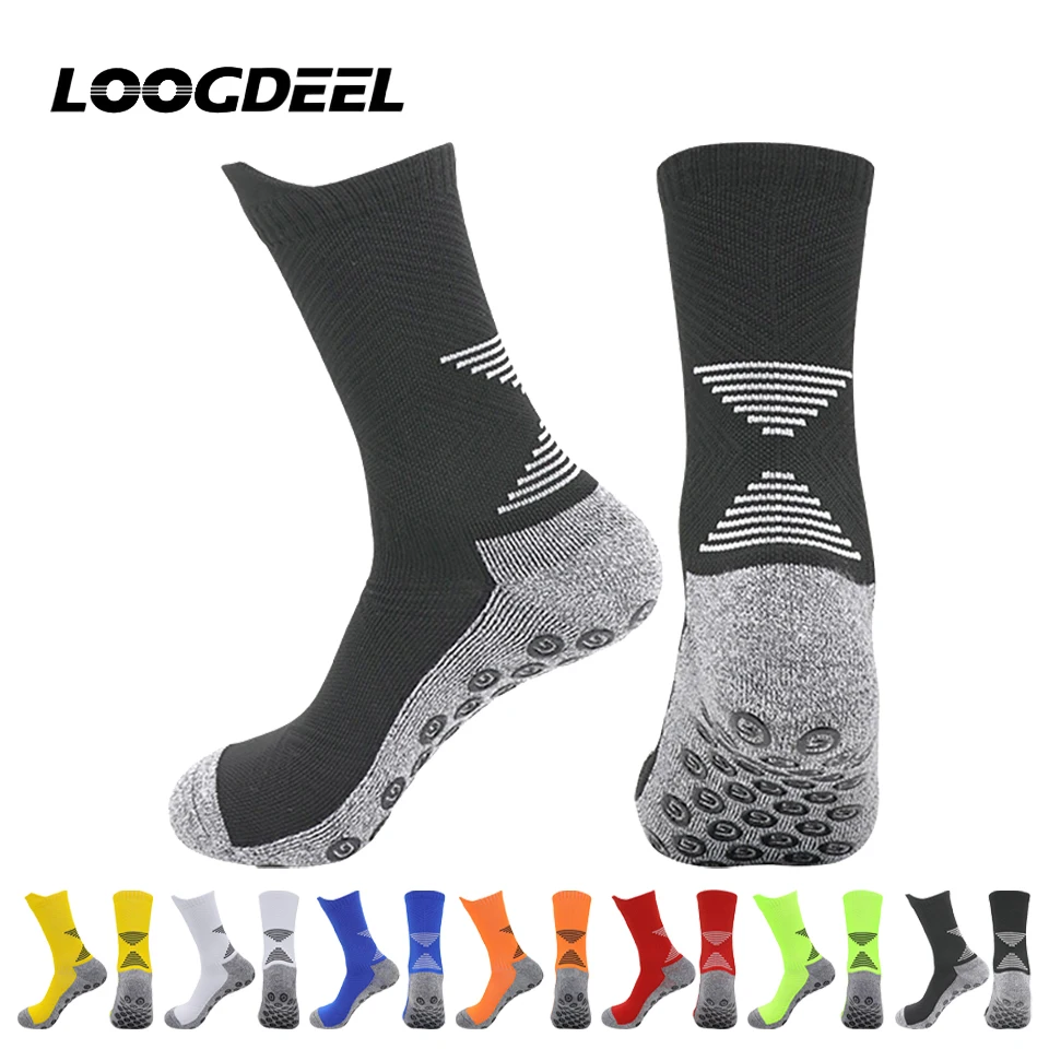

LOOGDEEL Summer Adult Non-slip Socks Sweat-absorbing Crew Socks Training Football Socks Towel Bottom Sports Socks Dot Bottom