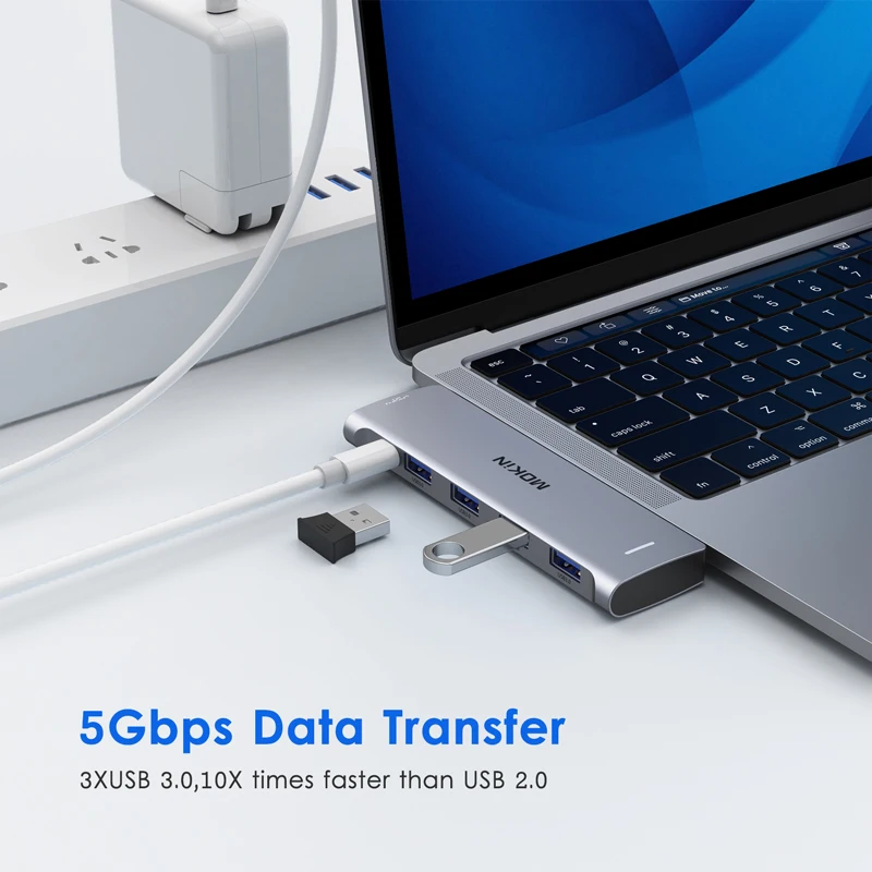 MOKiN Thunderbolt 3 USB C HUB adaptador USB-C a 4K HDMI + 3 * USB3.0 USB C divisor para ordenador portátil Macbook Pro Air iPad estación de acoplamiento