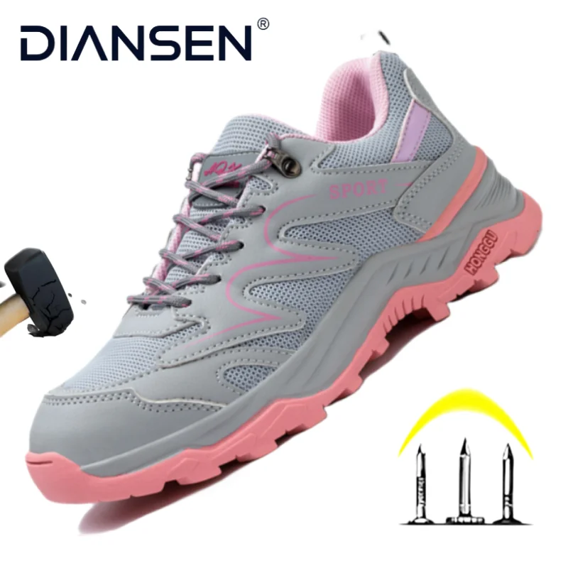 

Steel Toe Safety Shoes Women Kevlar-Midsole Security Protective Shoes Anti-Puncture Anti-Smash Non Slip Industrial Work Boots
