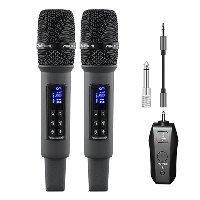 

UHF Wireless Handheld Karaoke Microphone System Bluetooth Receiver Performing Professional Home Reverb High And Low Bass