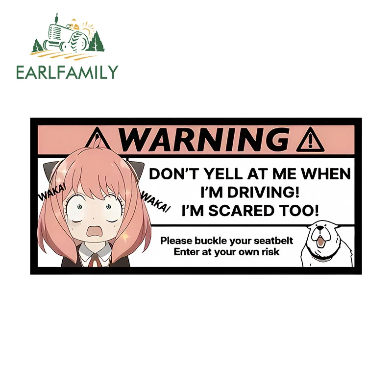 EARLFAMILY 13cm X 6.2cm for Anya Warning Dont Yell At Me When I Am Driving Car Stickers Fashionable Simple Decals Car Styling