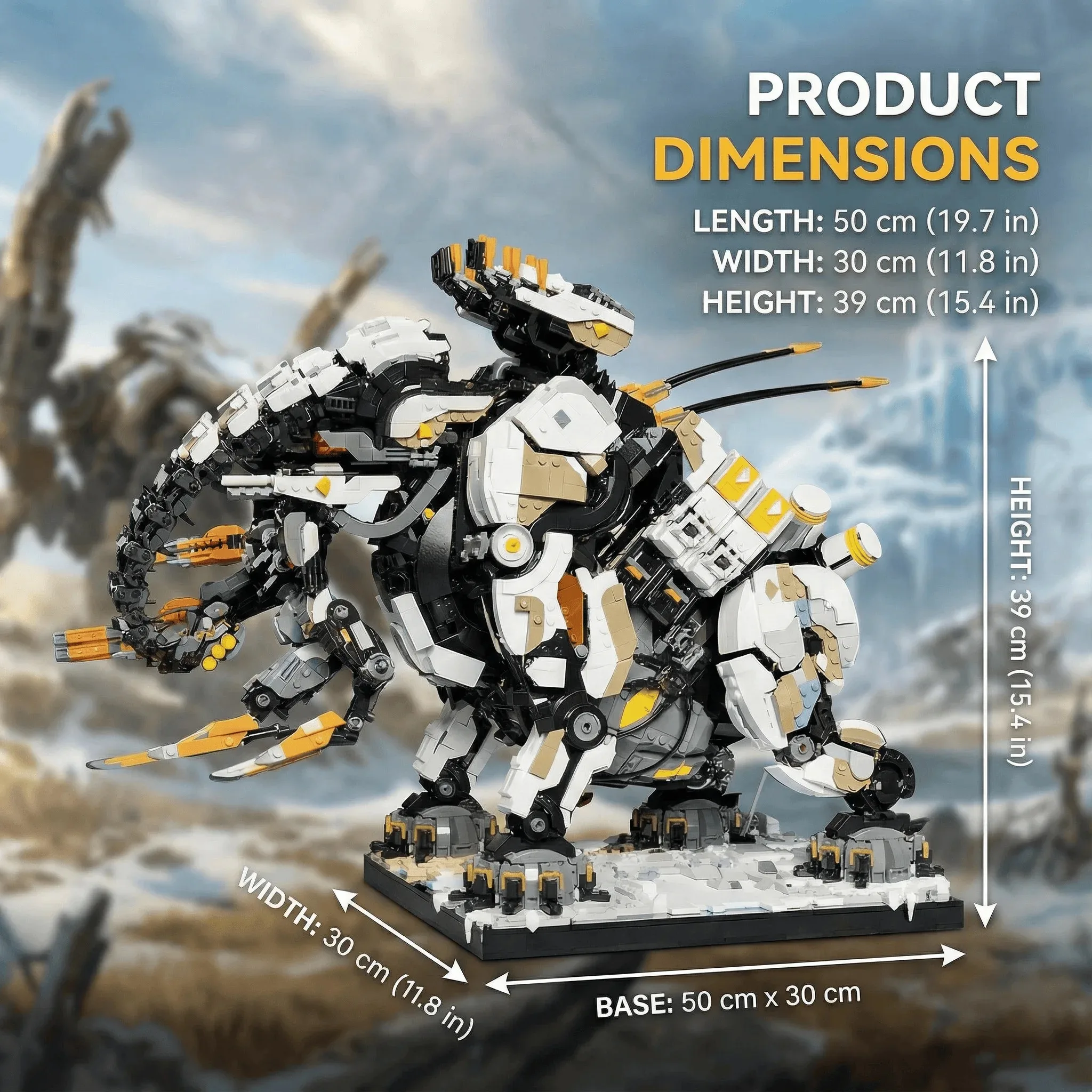  Horizon Dawn Thunders Riesiger Dummes Elefanten-Baustein-Bausatz MOC Mecha-Bestienzahn-Modell Kreatives Spielzeug Geschenke für Erwachsene 7981 Teile