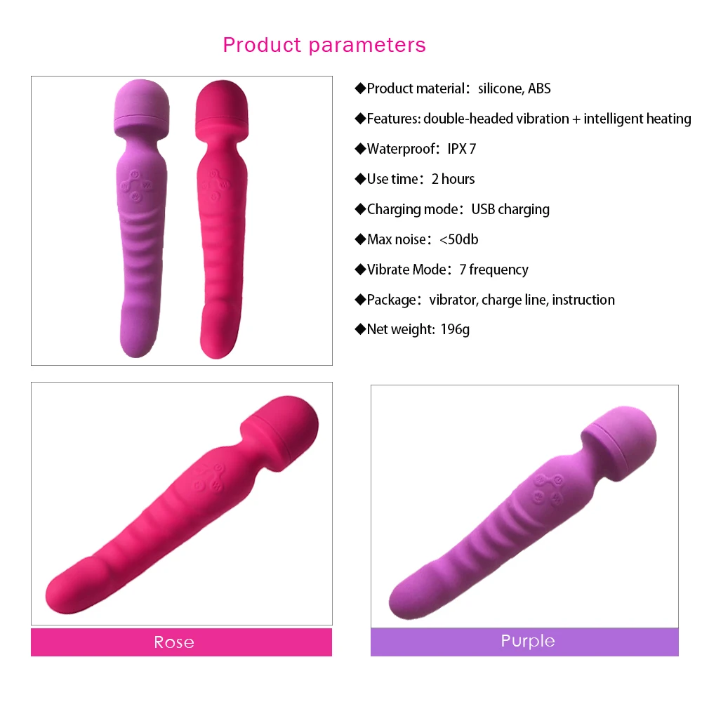 Heating Powerful Magic Wand Vibrator Oral USB Charging Clit Vibrators for Women Massager Adult Sex toys for Women Masturbator