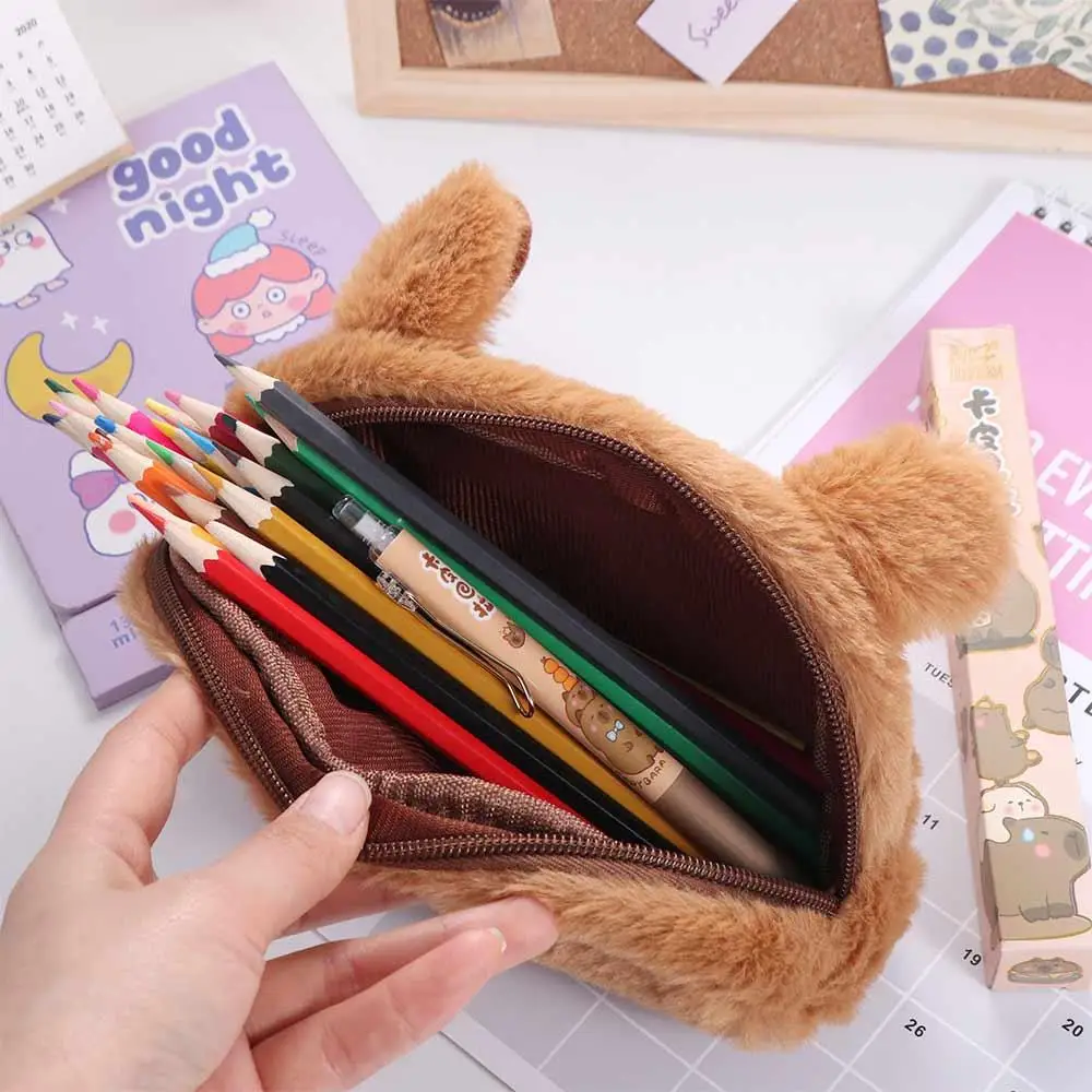 Plush Doll Capybara Plush Pen Bag Capibala Stuffed Cartoon Capybara Pen Cute Soft Capibara Plush Pencil Pouch Stationery