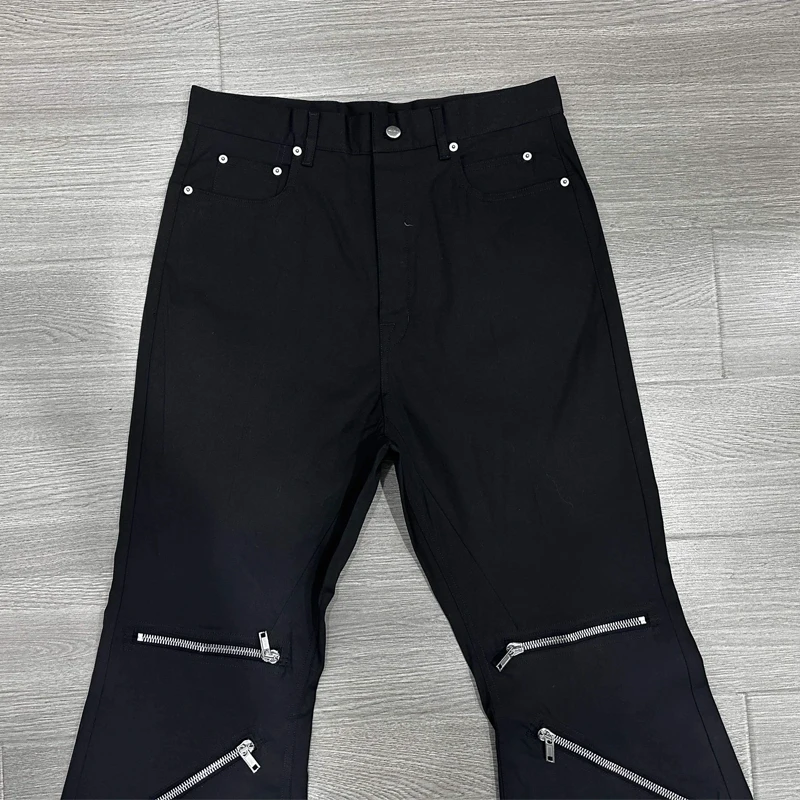 High Street Men's Pants Zipper Design Casual Pants Streetwear Men Trousers Black Full Length Men's Clothing