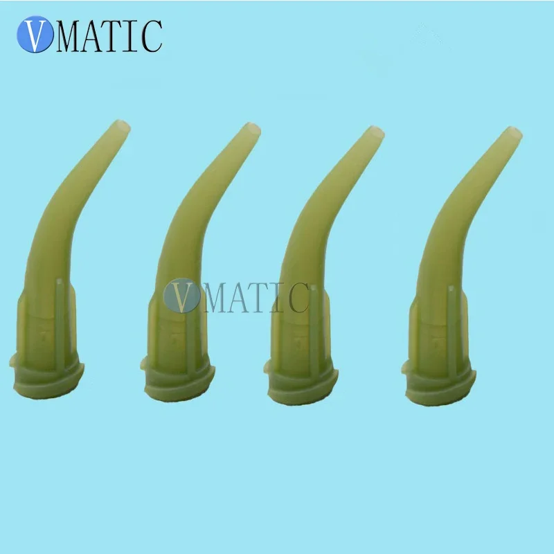 High Quality 100pcs TT Tapered Plastic Bent Dispensing Needle Tips 14G Olive Color Plastic Needles