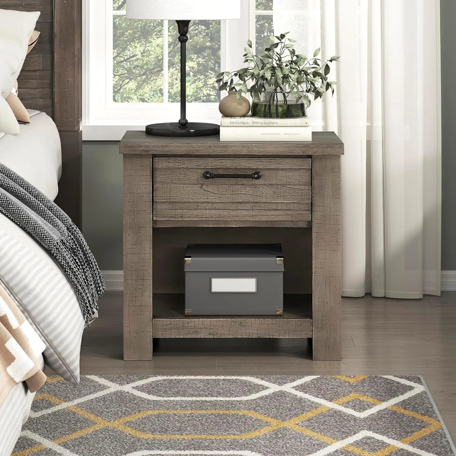 Lexicon Berie 1-Drawer Nightstand, Gray