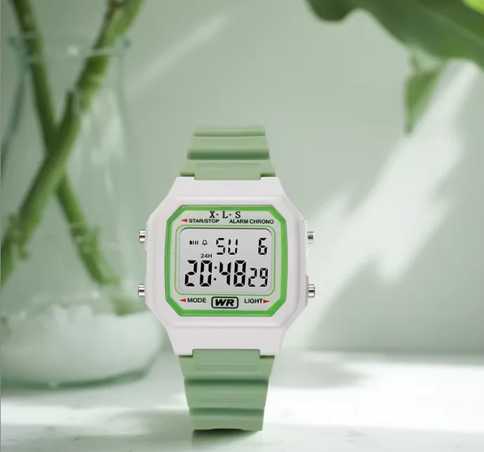 Square electronic watch, women's multifunctional LED electronic watch, outdoor sports watch