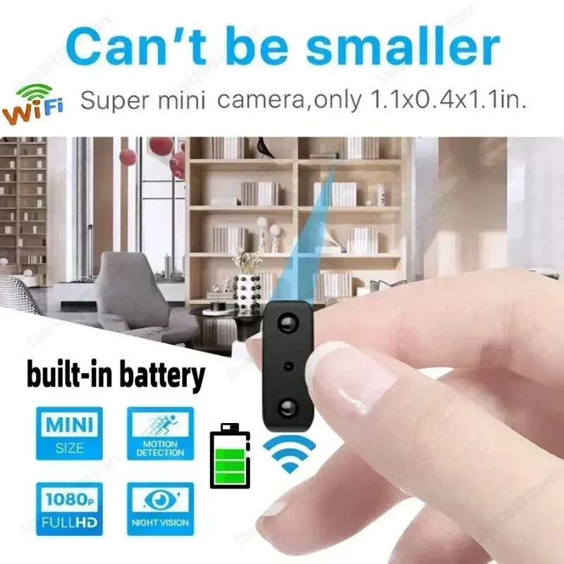 1080P HD Mini Camera WIFI Smart Home Security Protection Smallest Invisible Cam Built-in Battery Night Vision IP Body Cam Espiar