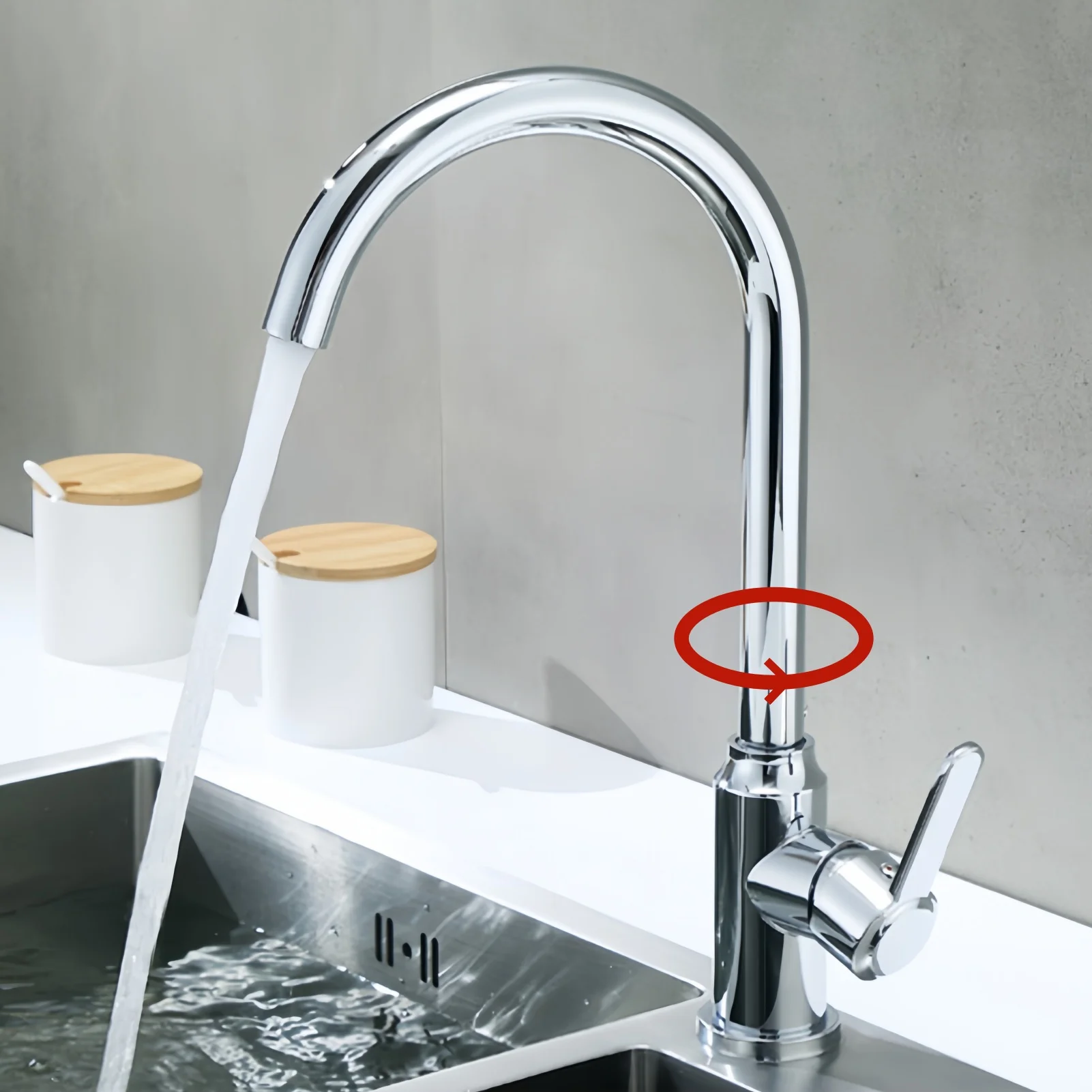 

Modern High Arc Kitchen Sink Faucet Hot Cold Water Mixer Tap Household Rotating Basin Sink Mixer Single Handle Swivel Spout Tap
