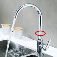 Modern High Arc Kitchen Sink Faucet Hot Cold Water Mixer Tap Household Rotating Basin Sink Mixer Single Handle Swivel Spout Tap