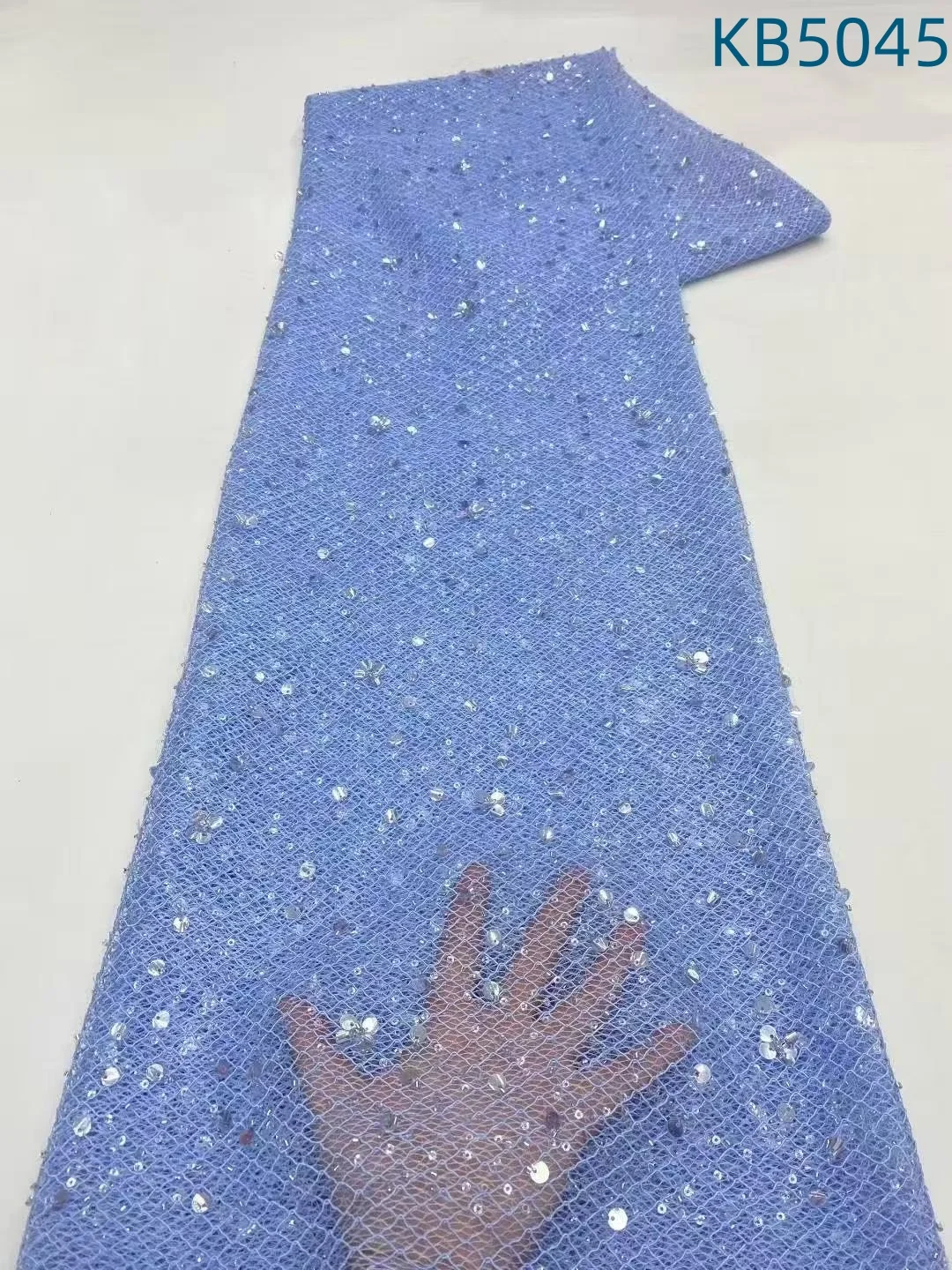 

Beaded Embroidery Lace French Fabrics African Lace Fabric 5 Yards High Quality 2025 Pink Sequins Tulle Lace For Sewing KB5045