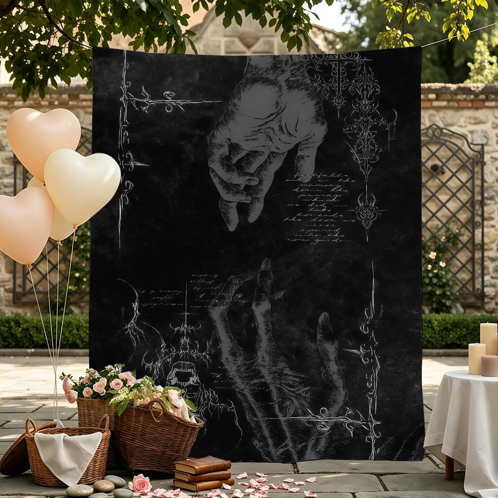 Gothic Cyber Sigil Cross Eyes Skull flag Tapestries Outdoor Parties Wall Decor Camping Bedrooms Living Rooms Dorms Gifts