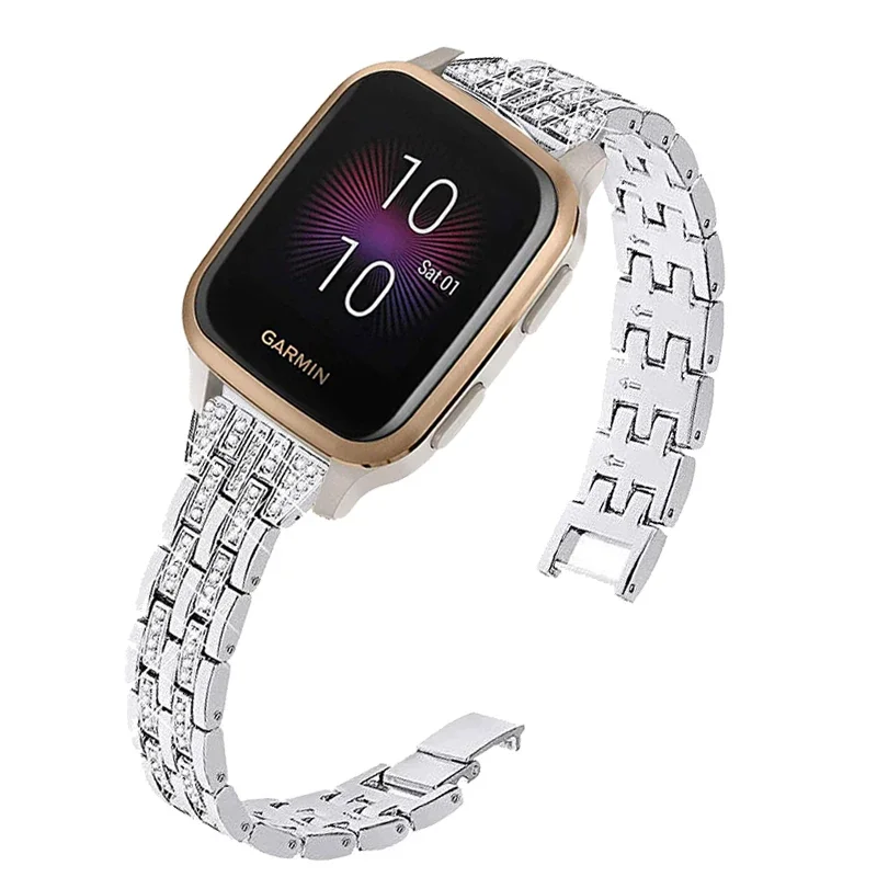 Diamant Metalen Horloge Band Voor Garmin Venu Sq/Musics Smart Watch Voor Garmin Vivomove Hr Strap Voor Garmin Venu 2 plus Armband.