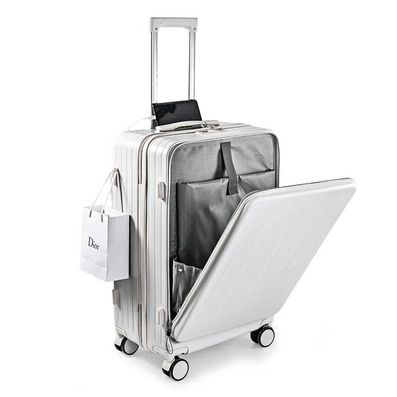 2024New Front Fastening Multifunctional Luggage Universal Wheel Trolley Suitcase Boarding Bag Support Wholesale