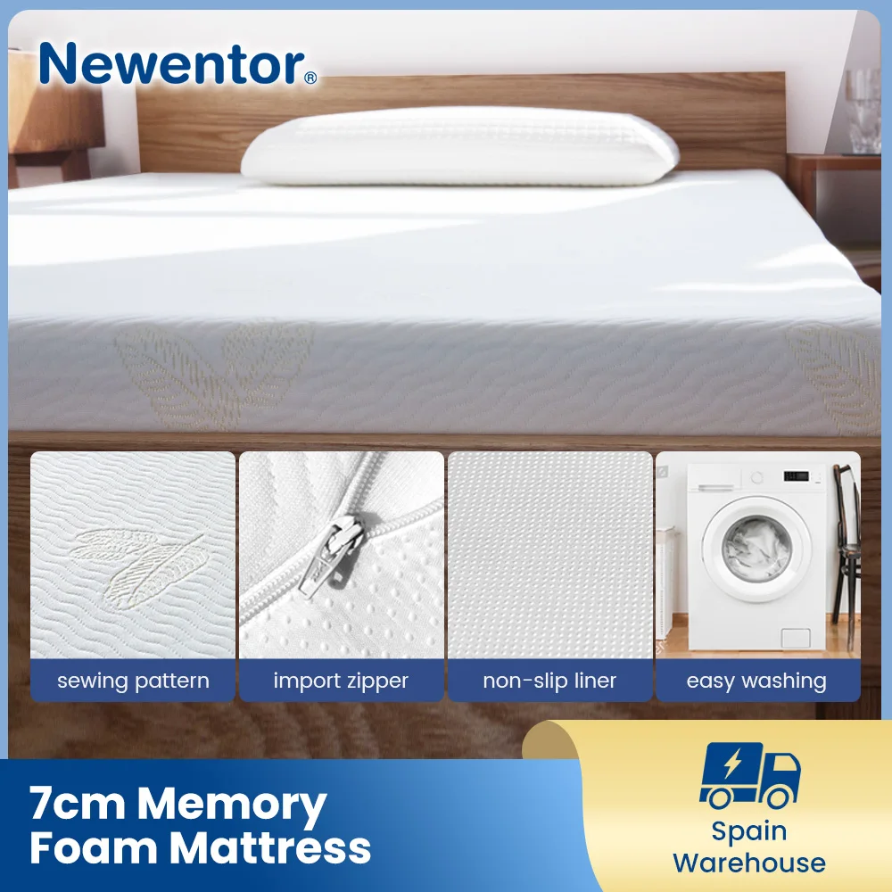 Newentor-MT1 Almofada de colchão de espuma de memória Topper, 2 em 1, conforto e Gel-Memória espuma Topper para dormitório duplo e único, cama Mat,