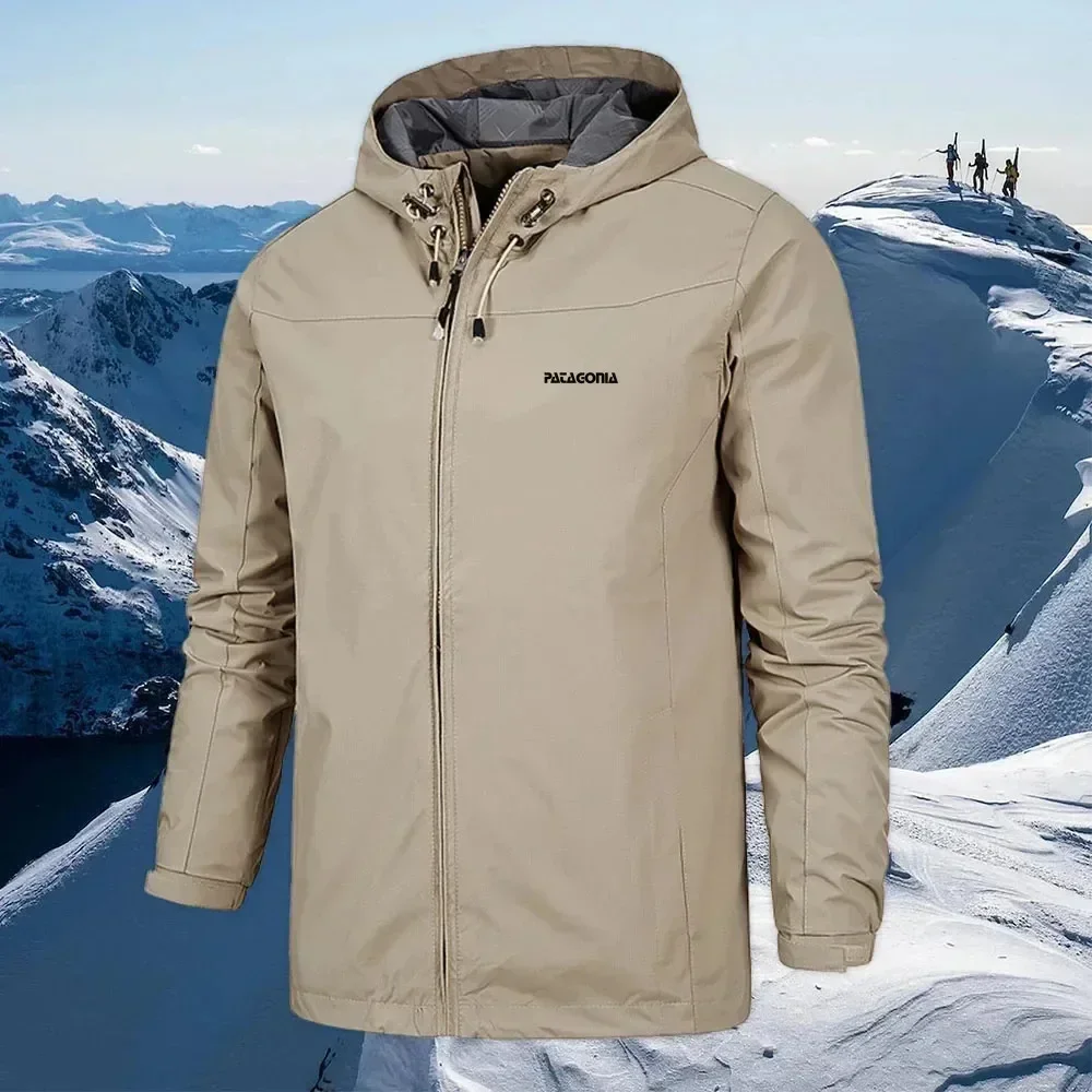 Herren-Jacke mit Reißverschluss und Rückenkragen, lässige leichte Jacke, harte Jacke, Outdoor, Camping, Wandern, Sport, 2024