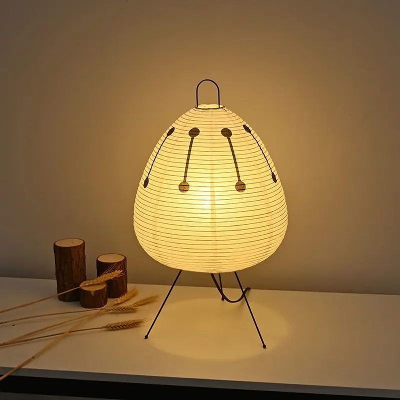 Estilo japonês Tripé Arroz Candeeiros de mesa de papel, Quarto Akari Noguchi Yong Lanterna, Led Desk Lamp, Bedside Living Room Decor