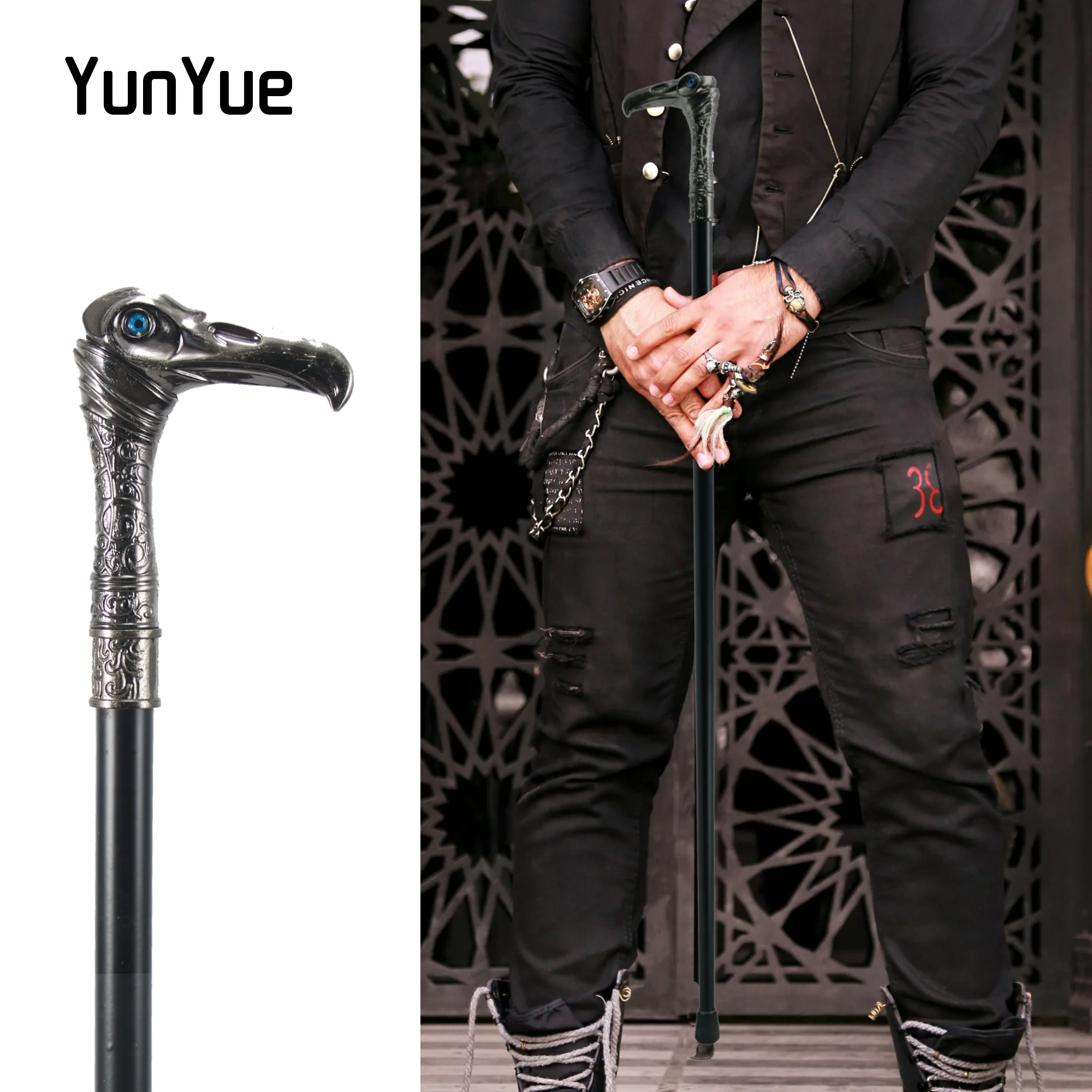 Alloy Eagle Head Walking Stick Decorative Walking Cane Elegant Fashion Cane Lords Syndicate Cosplay Men Vintage Walking Stick