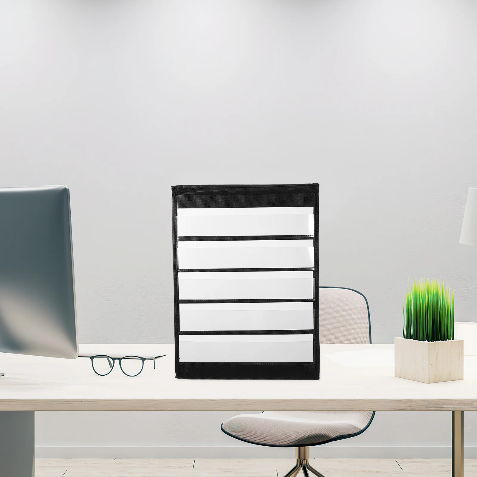 

Desktop Display Stand Classroom Schedule Pocket Chart Calendar Black Business Card Rack