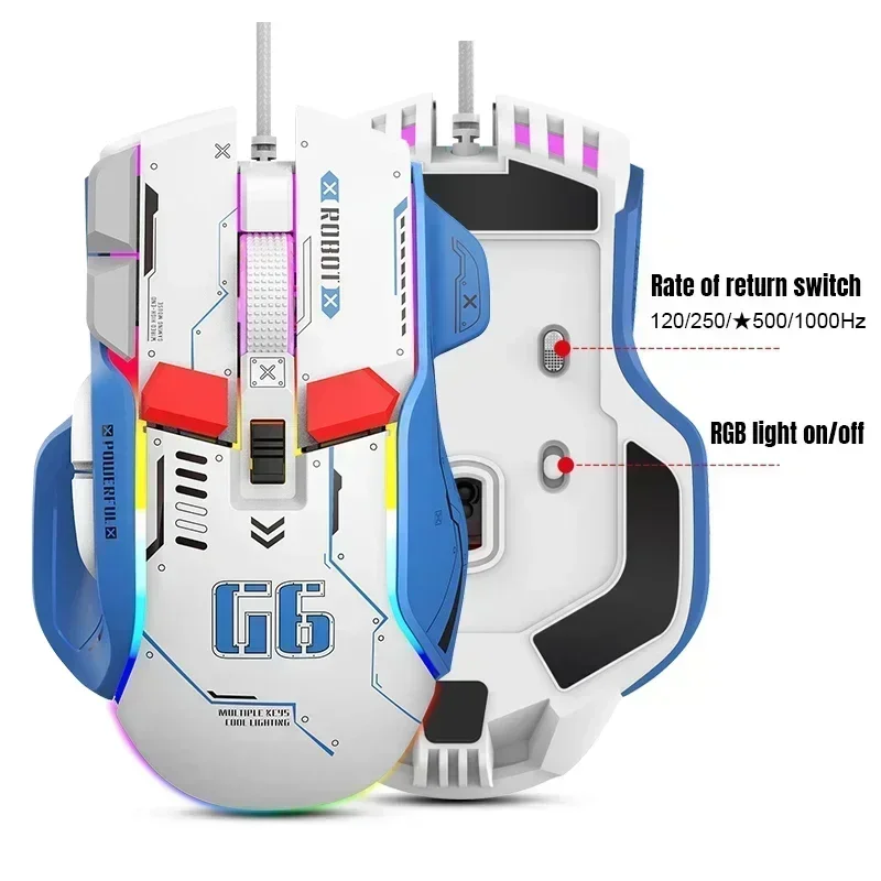 YP Suitable for Gaming Machine Desktop Backlight Mechanism. G6 1000HZ RGB 12800 10 Button Programmable Macro Gaming Mouse