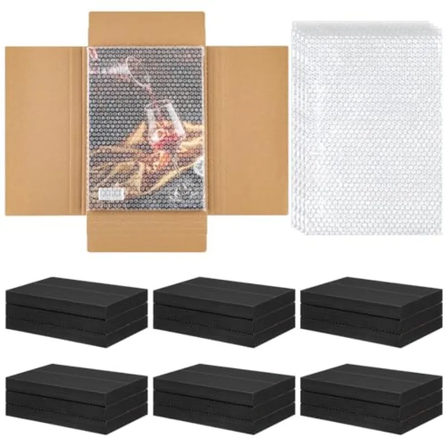 

30 Pack Corrugated Comic Book Mailers with 30 Bubble Bags, Comic Book Shipping Box Easy Fold Cardboard Photo Box for Mailing Pa