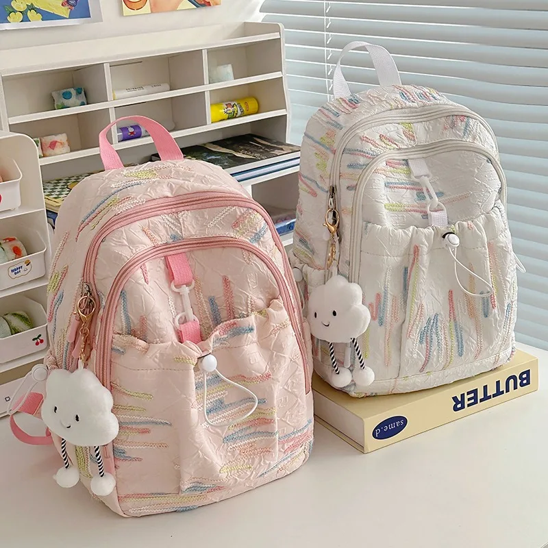 New Fashion Student Schoolbag Harajuku Cute Colourful Teenage Girls School Backpack Canvas Kawaii Lightweight Travel Backpacks