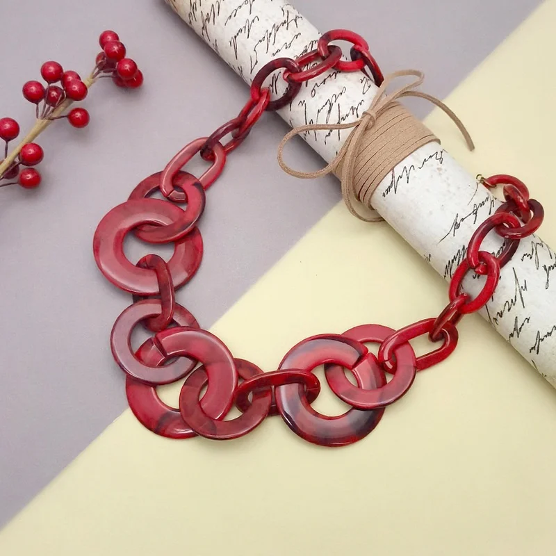 Unique Acrylic Statement pendants Necklace for Women Modern Geometric Design in Vintage Colors Perfect for Daring Fashionistas
