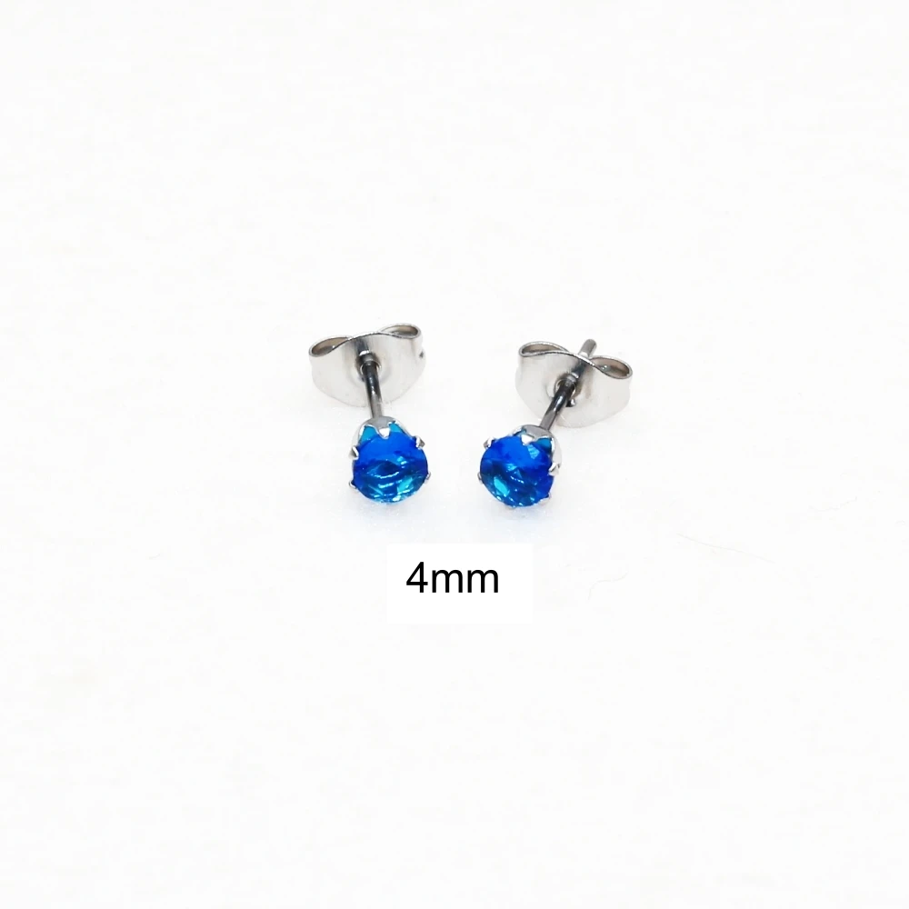 Edelstahl-Ohrstecker mit königsblauem Glas, 3 mm, 4 mm, 5 mm, Push-Up-Design, für Damen und Herren, modischer Schmuck. – Detail 4
