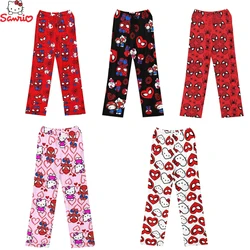 Spiderman Walking Bent Pants Sleepwear Hello Kitty Y2K Winter Plush Pajama Pants Home Plush Pants Winter Couple Pajama Pants