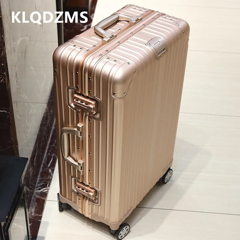 KLQDZMS Bagasi Pria 20 "24" 26 "28 Inci Semua Casing Troli Aloi Magnesium Aluminium Kotak Asrama Bisnis Koper Kabin Wanita