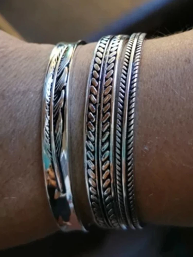 XIYANIKE-Bracelet Vintage Thaïlandais en Argent et Bambou pour Homme et Femme, Manchette Ouverte, Cadeau