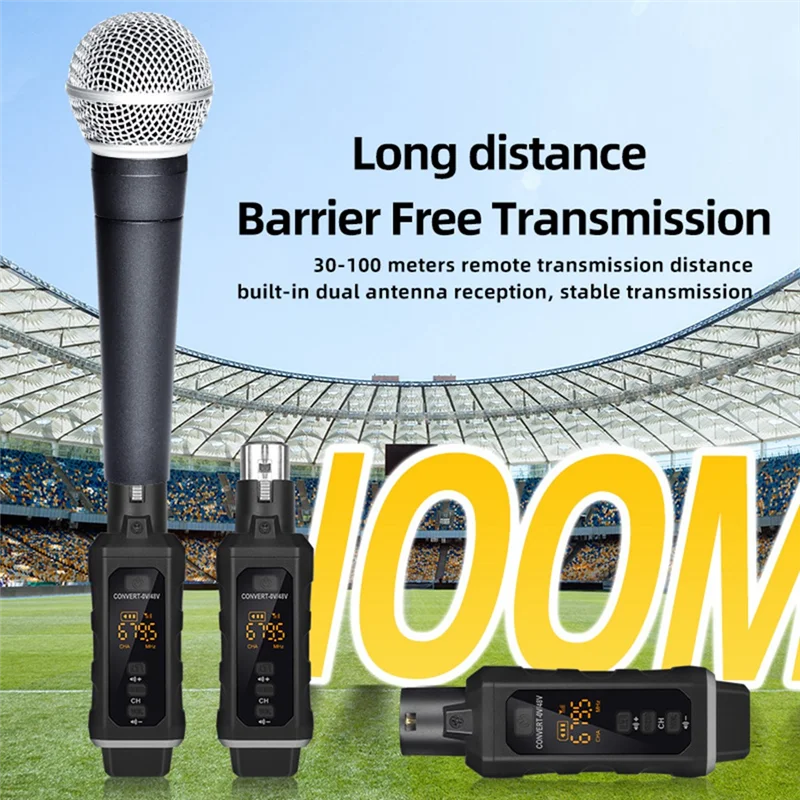 

Y45A-UHF Professional Microphone Wireless Converter XLR Transmitter Receiver For Dynamic Microphone Guitar Audio Mixer