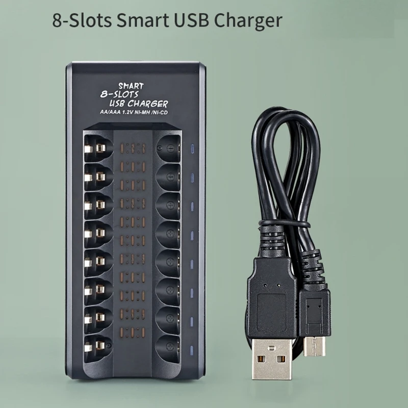 User Friendly 8Slot USB Battery For Double/Triple A Batteries Charging 96BA