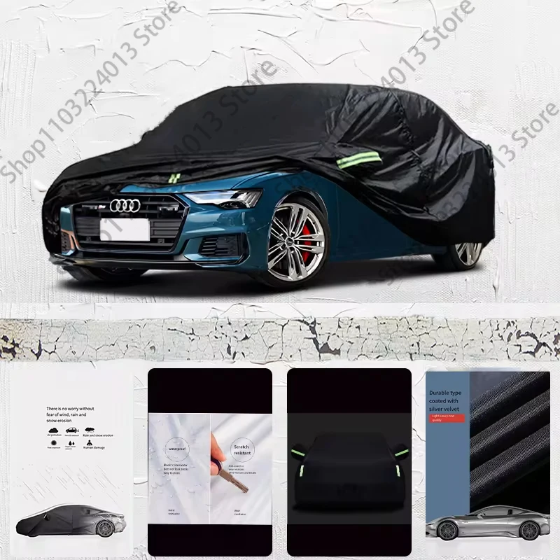 

For Audi S6 Fit Outdoor Protection Full Car Covers 210T Snow Cover Sunshade Waterproof Dustproof Exterior Car cover Black