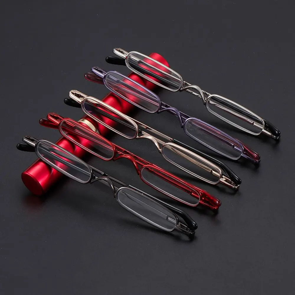 Men Women with Portable Clip Case Eyeglasses Readers Slim Reading Glasses with Pen Clip Tube Case Slim Pen Reading Glasses