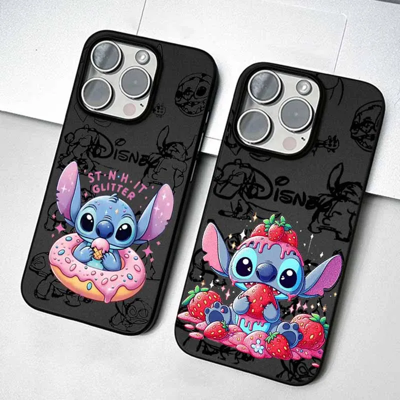 

Cartoon Lovely Lilos&Stitchs For iPhone 16 15 14 13 12 11 mini XS Max 8 7 Pro Max Plus Frosted Large Holes Soft Phone Case