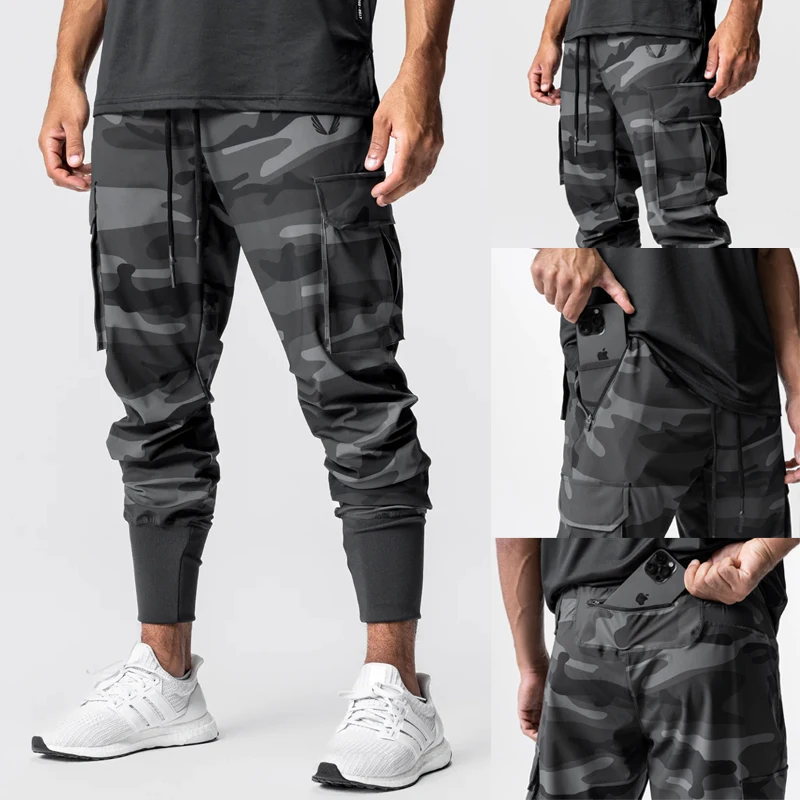 

Jogger Men's Sweatpants Cargo High Rib Camo Trousers Gym Sports Fitness Quick Dry Breathable Running Training Pants Casual Pants